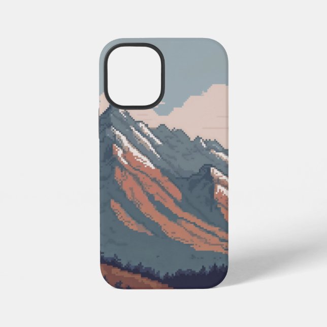 pixelige Ansicht eines Berges iPhone Hülle (Rückseite)
