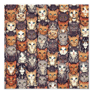 Pixelige digitale bunte Katzen Fotodruck