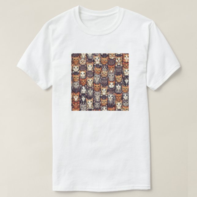 Pixelige digitale bunte Katzen T-Shirt (Design vorne)