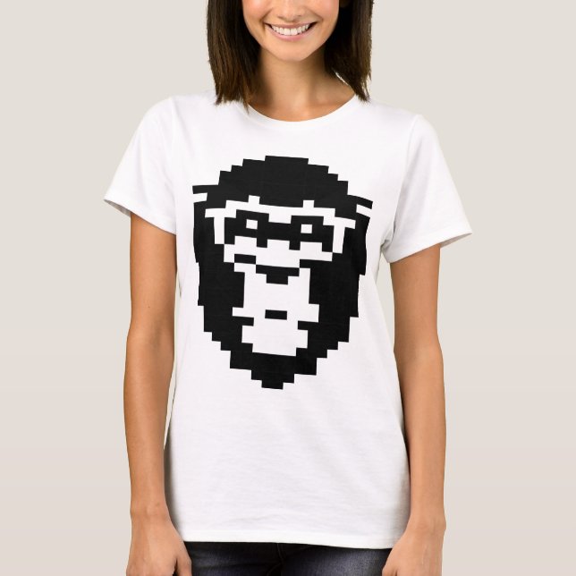 pixeliges Affen-Gesicht Design T-Shirt (Vorderseite)
