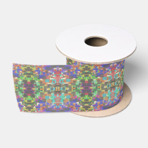 Pixeliges gemustertes jenseits der Farben des Rege Satinband