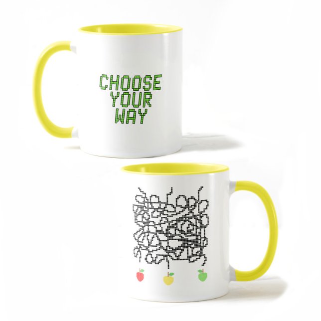 Pixeliges Labyrinth und Äpfel Tasse (Von Creator hochgeladen)