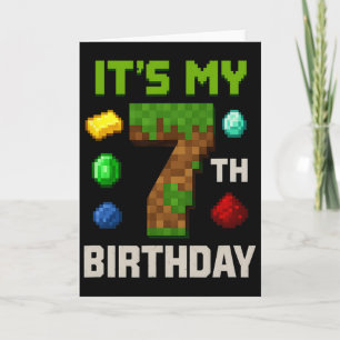 Pixeliges Level 7 Geburtstagskinder Gamer Party De Karte