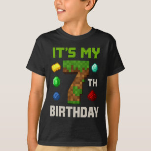 Pixeliges Level 7 Geburtstagskinder-Gamer-Party-De T-Shirt