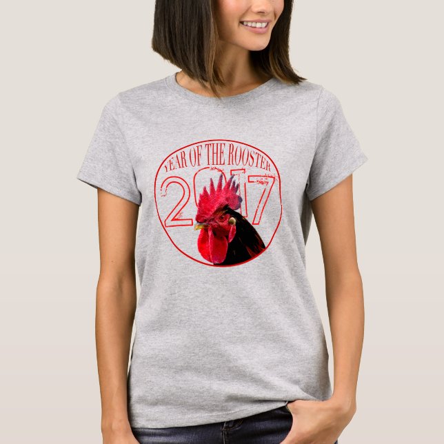 Pixelized Rooster Chinese New Year 2017 Women T-Sh T-Shirt (Vorderseite)