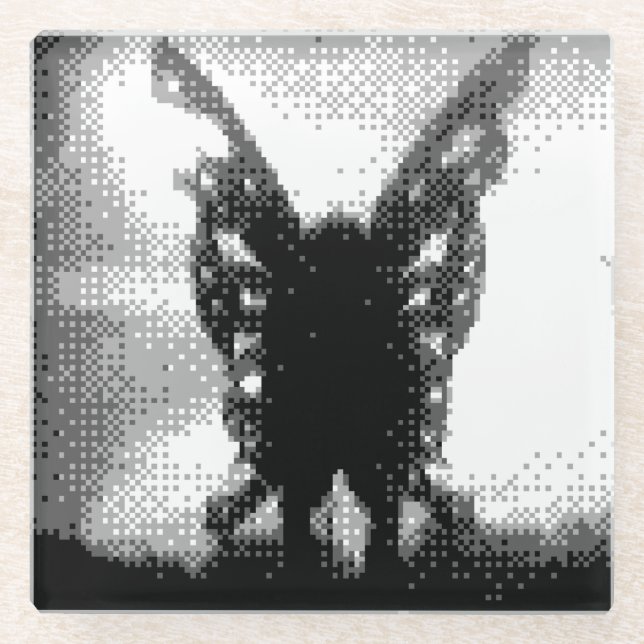 Pixelkunst-Mothman Glasuntersetzer (Vorderseite)