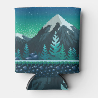 Pixelkunst: Schneebedeckte Berge bei Nacht. Dosenkühler