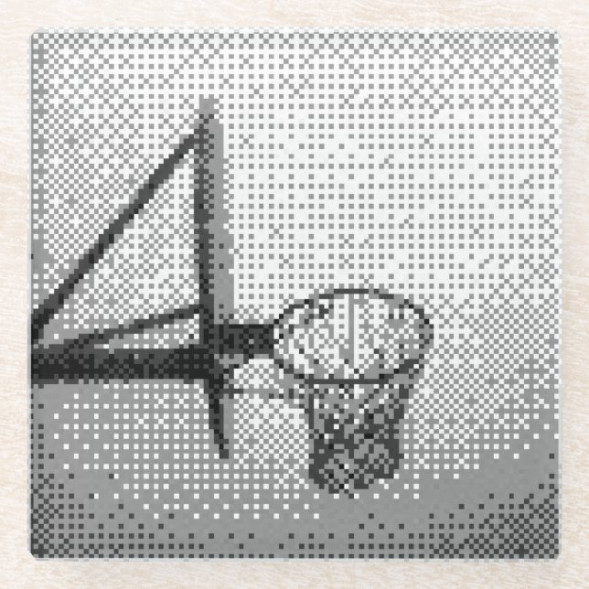Pixelkunstbasketballfeld Glasuntersetzer (Vorderseite)