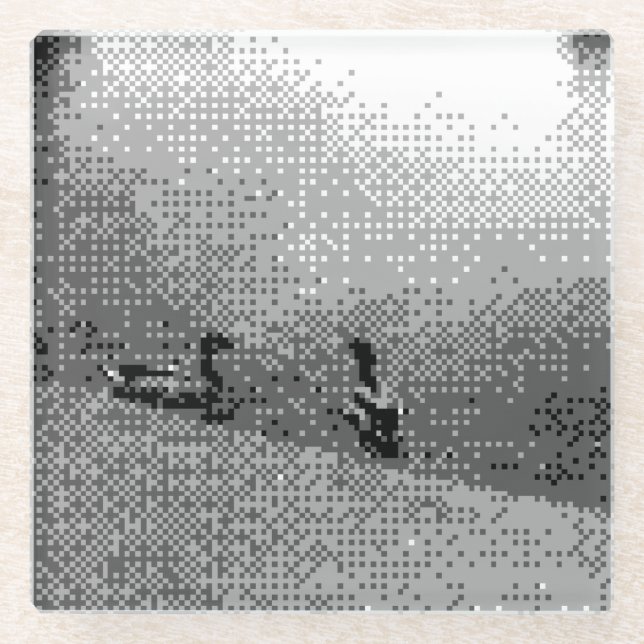 Pixelkunstducks Glasuntersetzer (Vorderseite)
