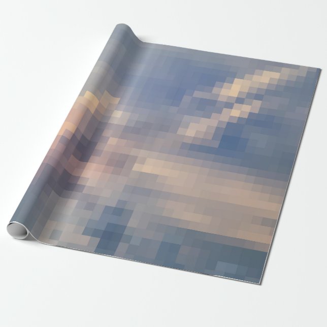 Pixelrosa und blaues Cloud Wrapping Paper Geschenkpapier (Ungerollt)