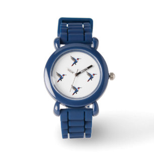 Pixels Blue Hummingbird Armbanduhr