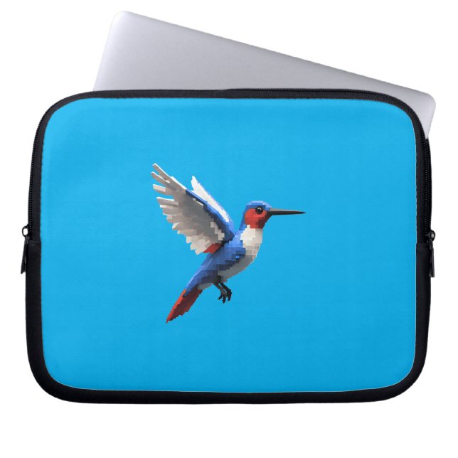 Pixels Blue Hummingbird Laptopschutzhülle (Vorderseite)