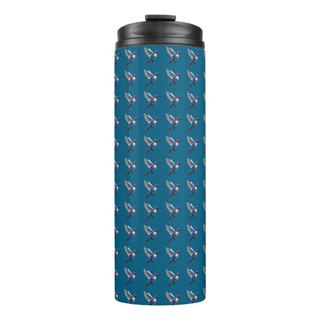 Pixels Blue Hummingbird Thermosbecher (Vorderseite)