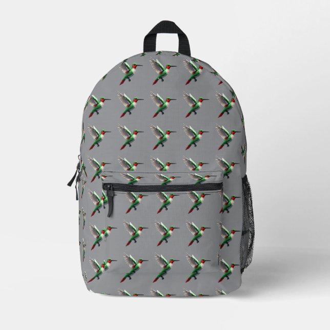 Pixels Green Hummingbird Bedruckter Rucksack (Vorderseite)