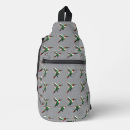 Pixels Green Hummingbird Crossbody Bag