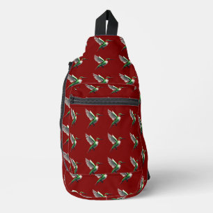 Pixels Green Hummingbird Crossbody Bag