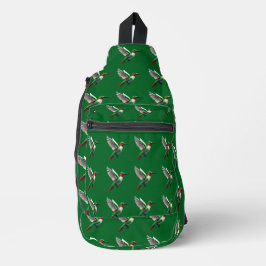 Pixels Green Hummingbird Crossbody Bag