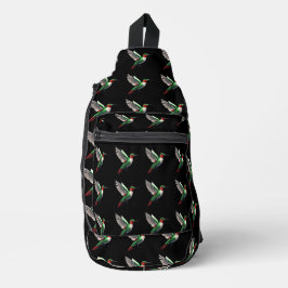 Pixels Green Hummingbird Crossbody Bag