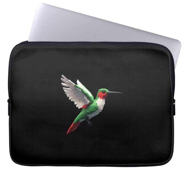 Pixels Green Hummingbird Laptopschutzhülle (Vorderseite)