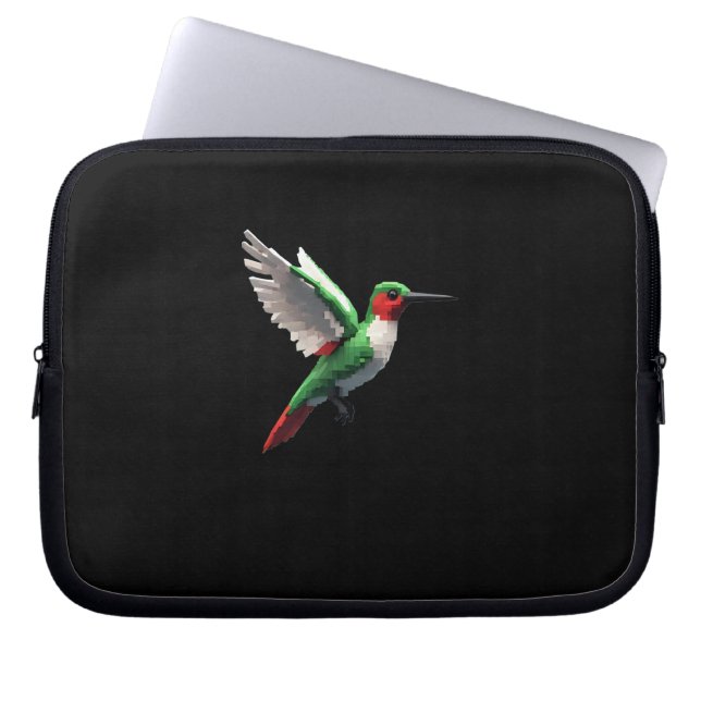 Pixels Green Hummingbird Laptopschutzhülle (Vorderseite)