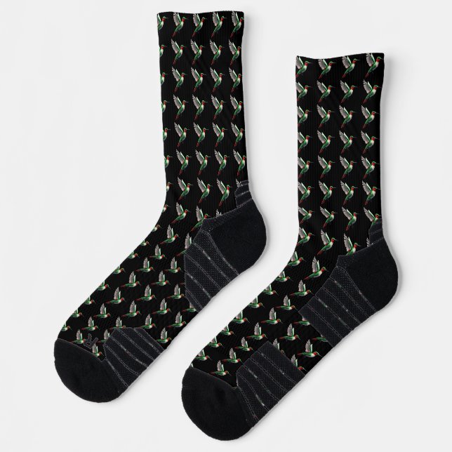 Pixels Green Hummingbird Socken (Links)