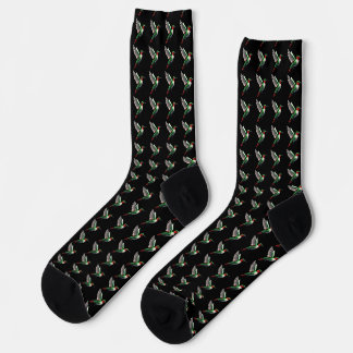 Pixels Green Hummingbird Socken