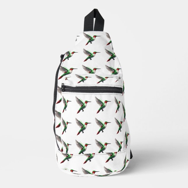 Pixels Green Hummingbirds Crossbody Bag (Vorderseite)