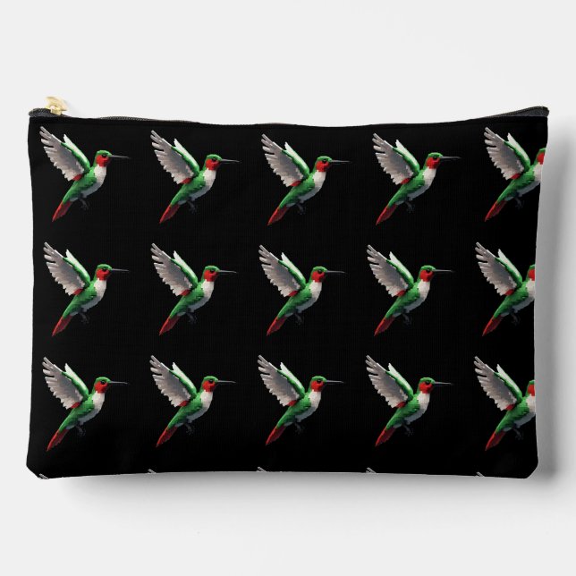 Pixels Green Hummingbirds Zubehörtasche (Vorderseite)