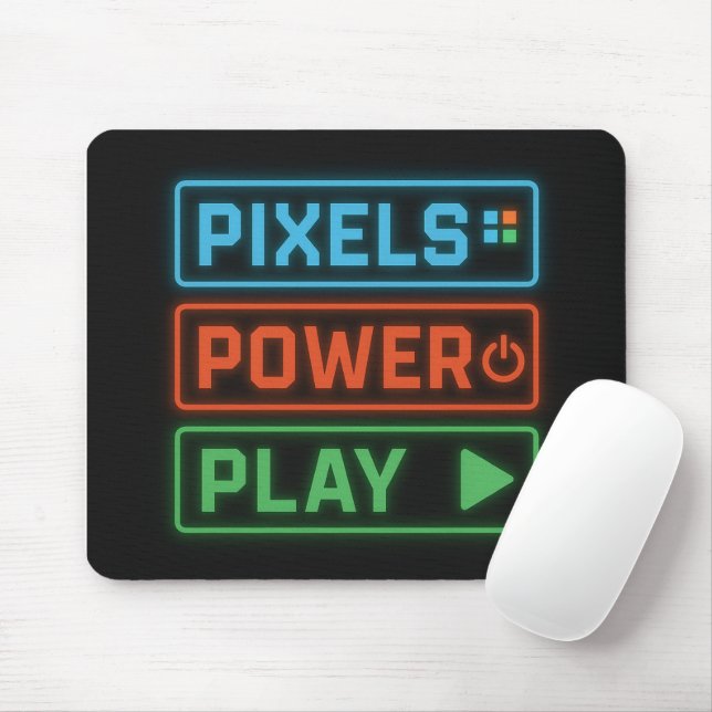 Pixels Power Play – Retro Gamer Mousepad Design (Mit Mouse)