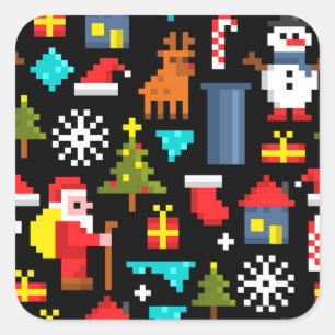 PixelweiWeihnachtsWeihnachtsWeihnachtsWeihnachtsWe Quadratischer Aufkleber
