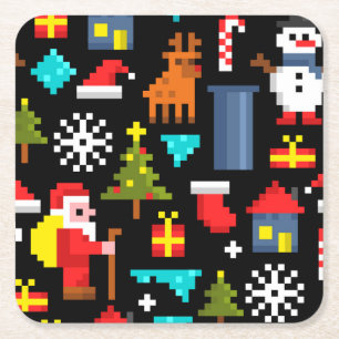 PixelweiWeihnachtsWeihnachtsWeihnachtsWeihnachtsWe Rechteckiger Pappuntersetzer