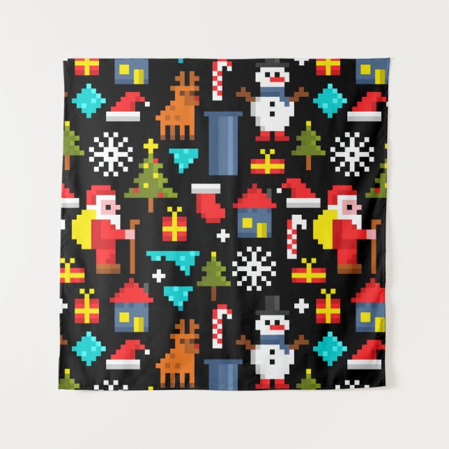 PixelweiWeihnachtsWeihnachtsWeihnachtsWeihnachtsWe Wandteppich (Vorderseite)