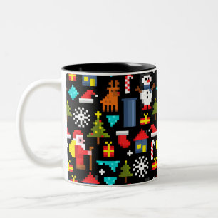 PixelweiWeihnachtsWeihnachtsWeihnachtsWeihnachtsWe Zweifarbige Tasse