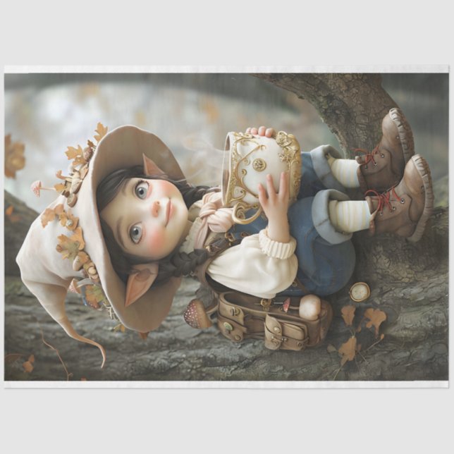 Pixie Beige Hat Mirror gegenüber Rechtes Gewebe Pa Seidenpapier (Vorderseite)