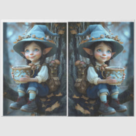 Pixie Blue Hat Mirror Image Tissue Paper Seidenpapier