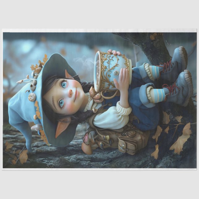 Pixie Blue Hat Pastors Tissue Paper Seidenpapier (Vorderseite)