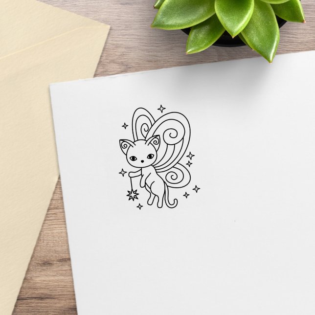 Pixie Cat Fairy Wings Kitty 1x1 Gummistempel (Von Creator hochgeladen)