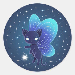 Pixie Cat - Fairy Wings Kitty Runder Aufkleber