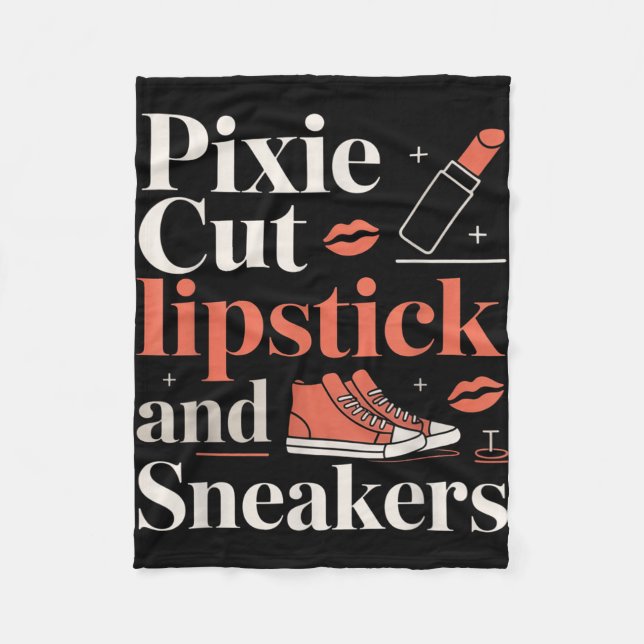 Pixie cut lipstick and sneakers short hair style  fleecedecke (Vorderseite)