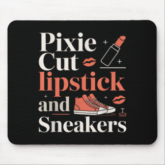 Pixie cut lipstick and sneakers short hair style mousepad