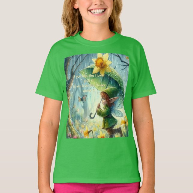 Pixie im Regen T-Shirt (Vorderseite)