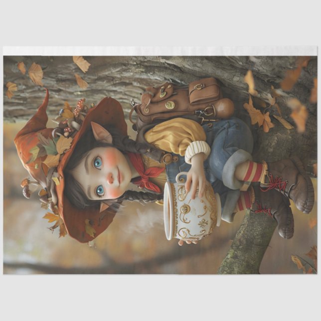 Pixie Orange Hat Links FacingTissue Paper Seidenpapier (Vorderseite)