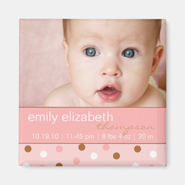 Pixie Pink Polka Dots Baby Girl Foto Magnet (Vorne)