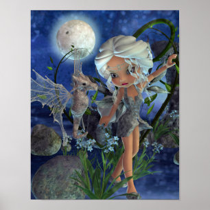 Pixie Power Silver Moon Poster