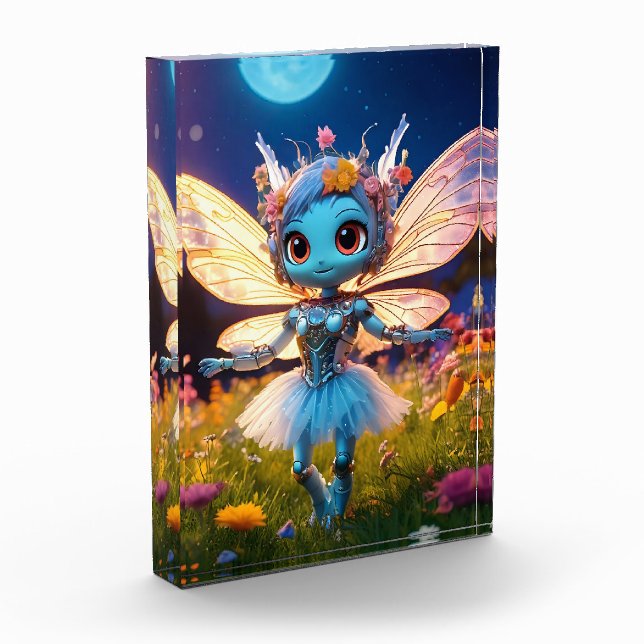 Pixie Robot Ballerina Tanzen in den Wildblumen Fotoblock (Links)