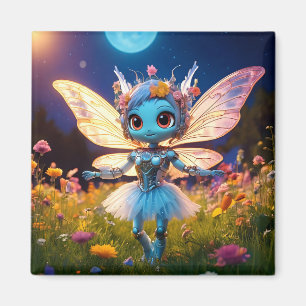 Pixie Robot Ballerina Tanzen in den Wildblumen Magnet