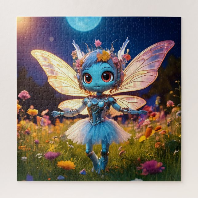 Pixie Robot Ballerina Tanzen in den Wildblumen Puzzle (Vertikal)
