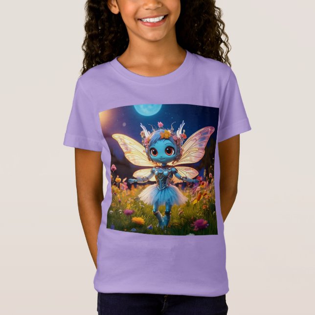 Pixie Robot Ballerina Tanzen in den Wildblumen T-Shirt (Vorderseite)