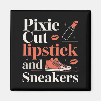 Pixie-Schnitt Lippenstift und Sneaker Kurzhaarfris Magnet