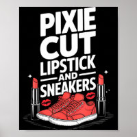 Pixie-Schnitt Lippenstift und Sneaker Kurzhaarfris